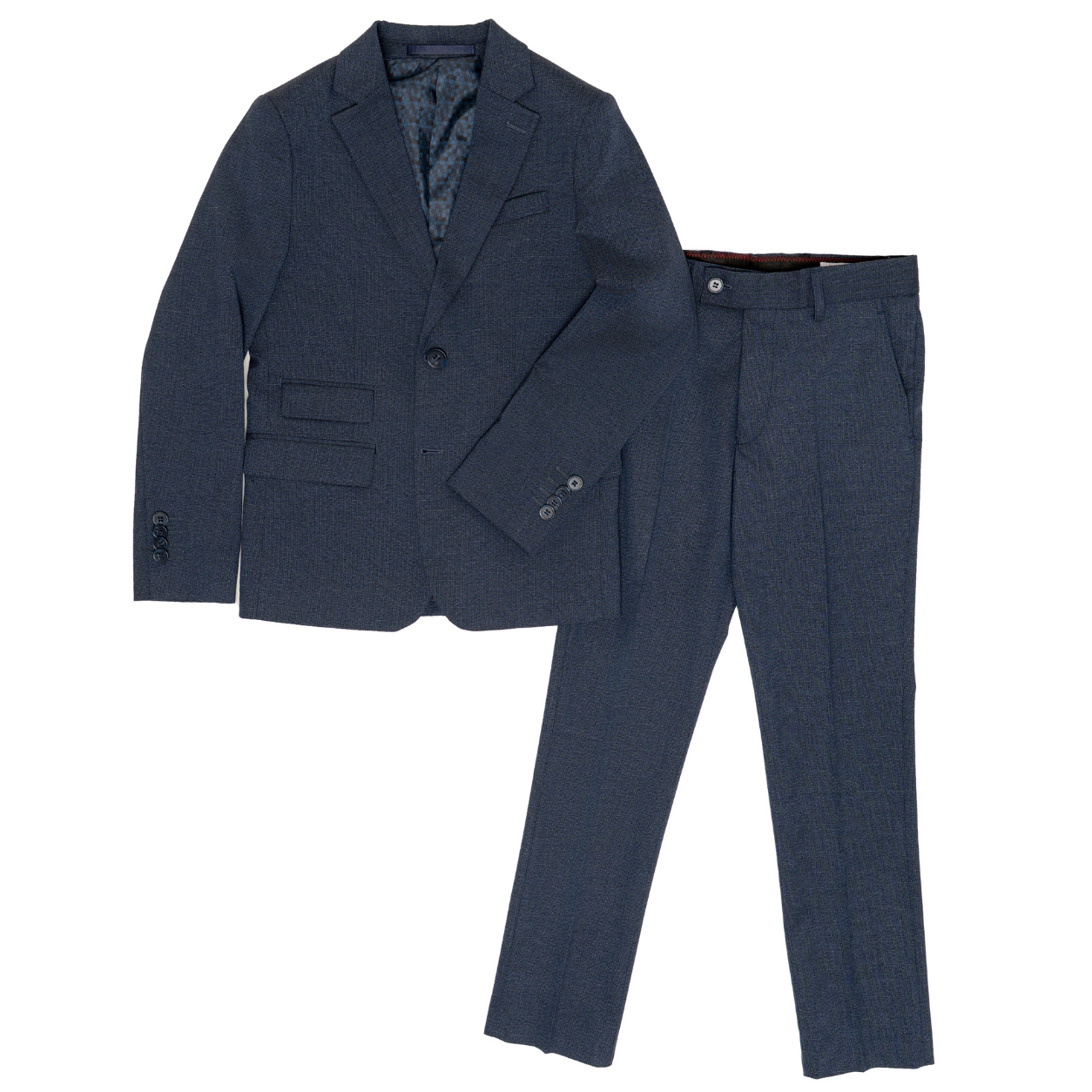 Boys Navy Textured 2-Piece Suit Set