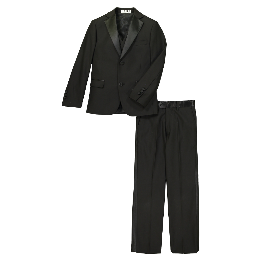 Men's Classic Black Satin Lapel Tuxedo Suit – 2 Piece Formal Dinner Suit