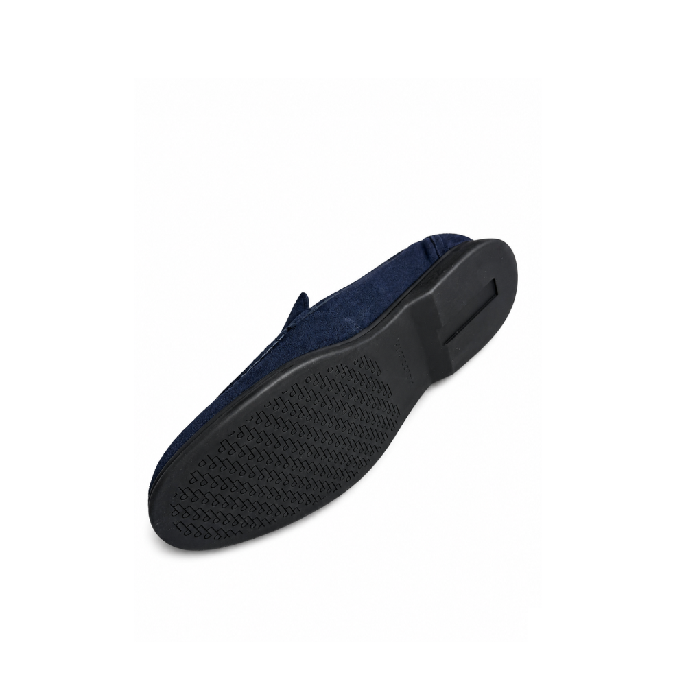 Boy's Navy Blue Suede Leather Slip-On Casual Dress Shoes