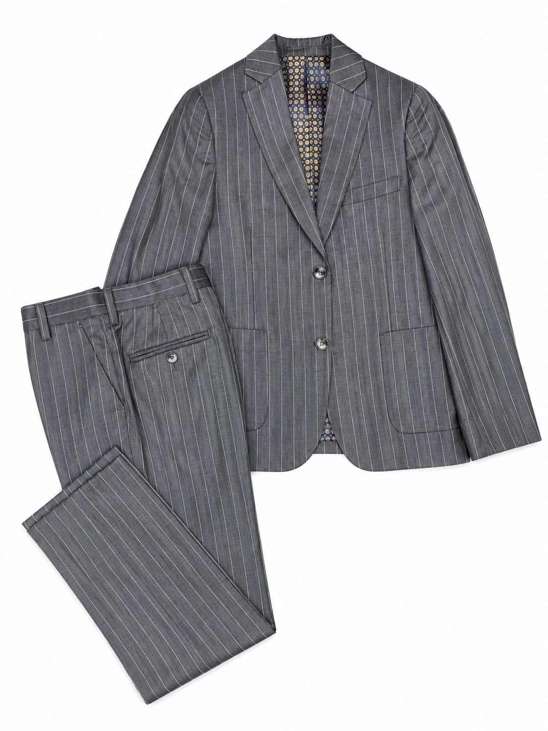Men's Classic Gray Pinstripe 2-Piece Suit – Tailored Blazer & Dress Pants