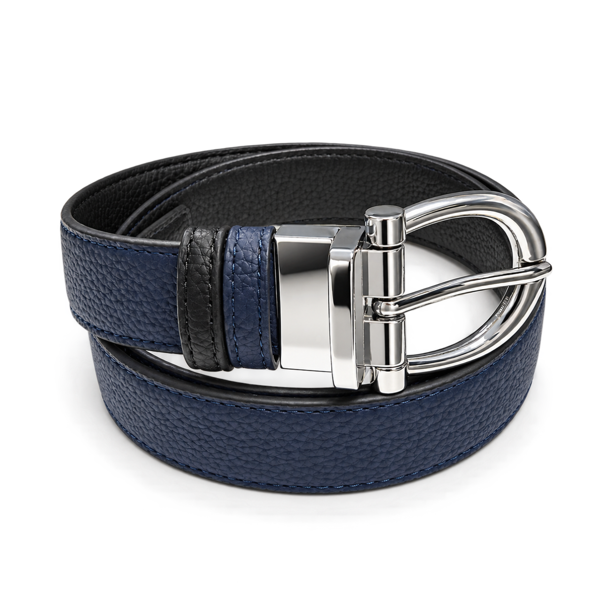 Boys’ Navy Blue & Black Textured Belt with Silver Buckle