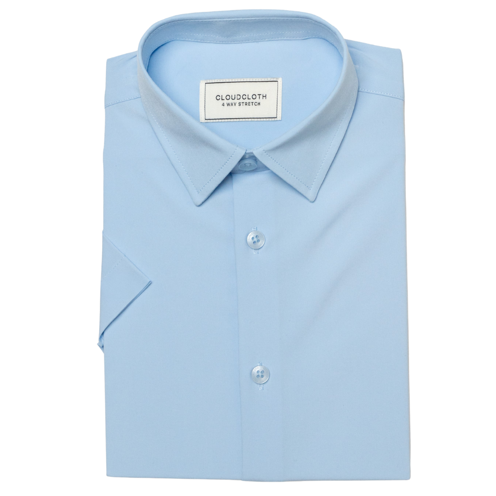 Boys' Light Blue 4-Way Stretch Short Sleeve Dress Shirt