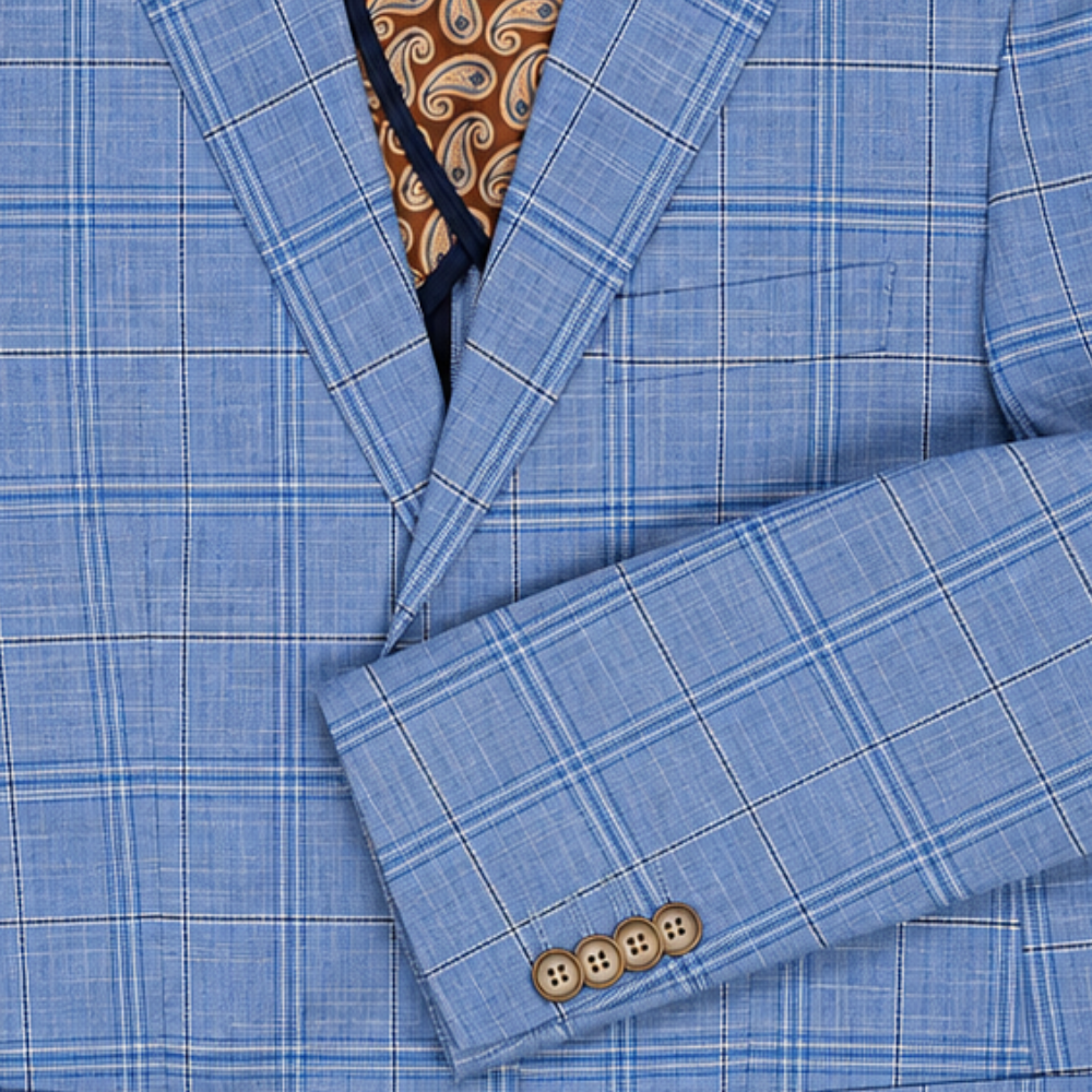 Boy's Sky Blue Windowpane Check Blazer