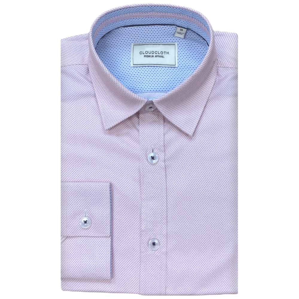 Boys 4 Light Pink Micro-Pattern Dress Shirt