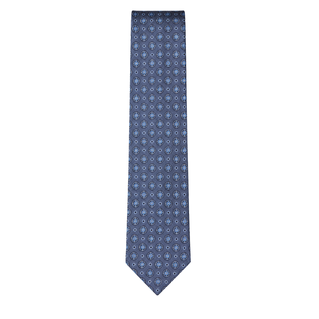 Boy's Men’s Blue Medallion Pattern Silk Tie