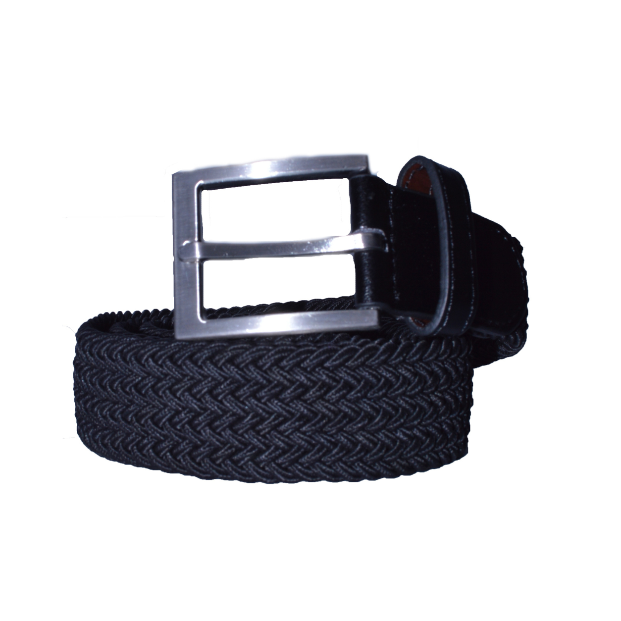 Boy's Black Stretch Belt with Silver Buckle