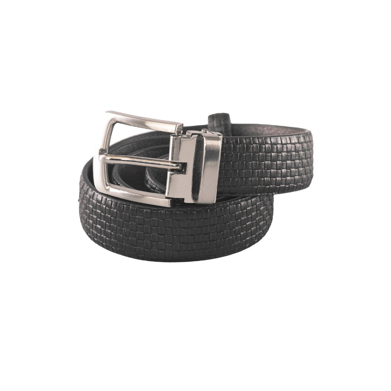 Boys Gray Basketweave Dress Belt with Silver Buckle