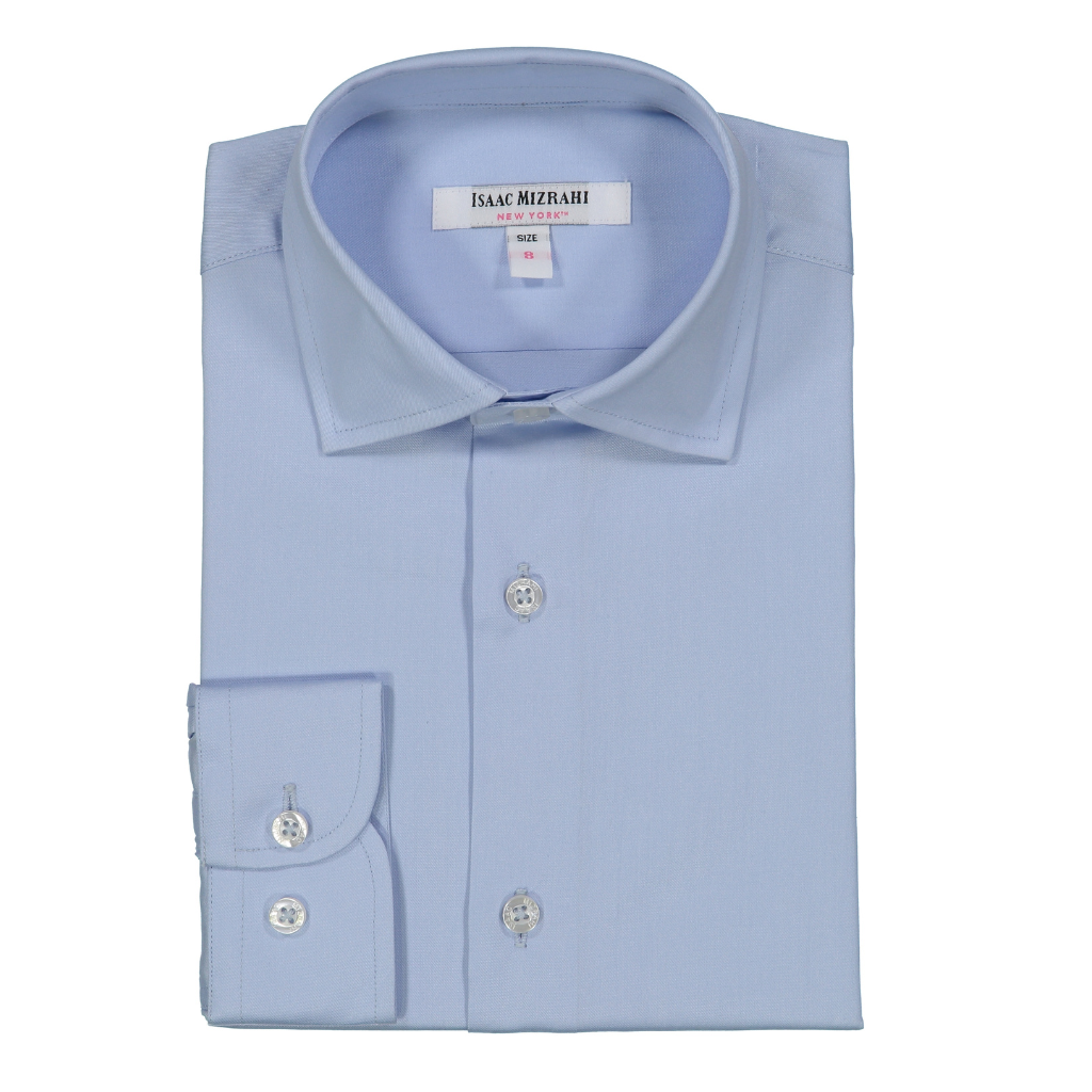 Boys' Light Blue 100% Cotton Long Sleeve Dress Shirt