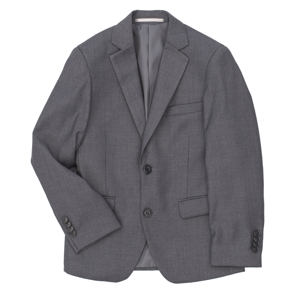 Boys Classic Gray Two-Button Blazer – Smart Formal Suit Jacket