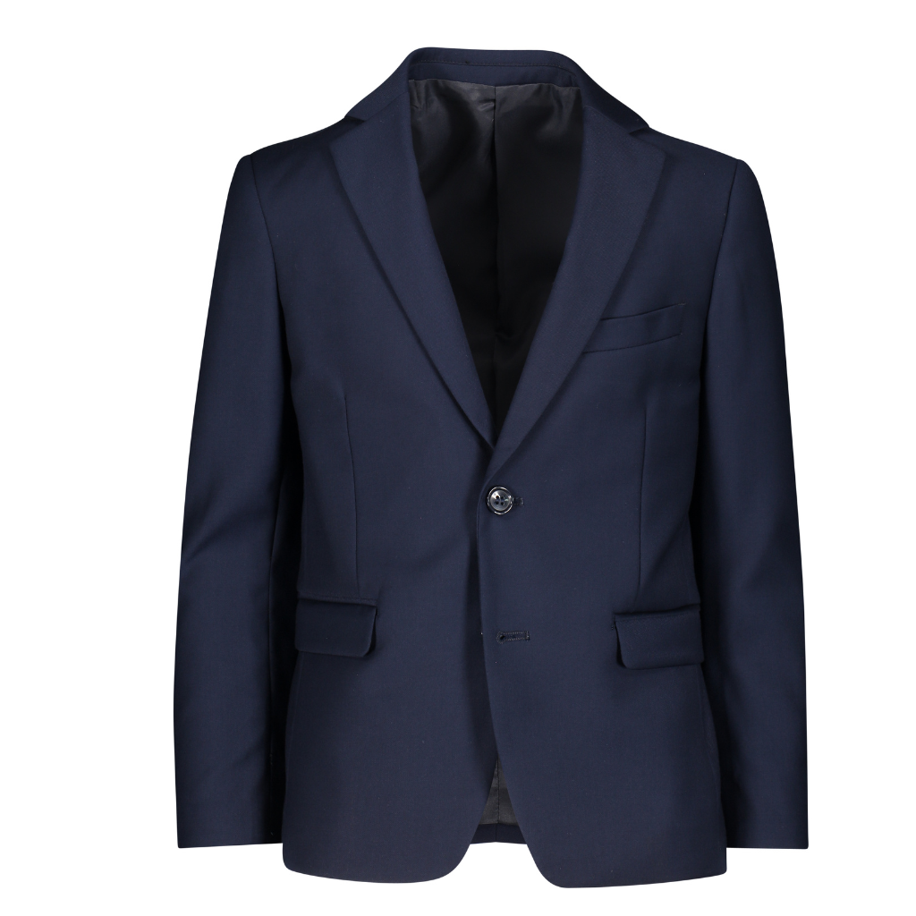 Boys Classic Navy Blue Two-Button Blazer – Formal Dress Suit Jacket