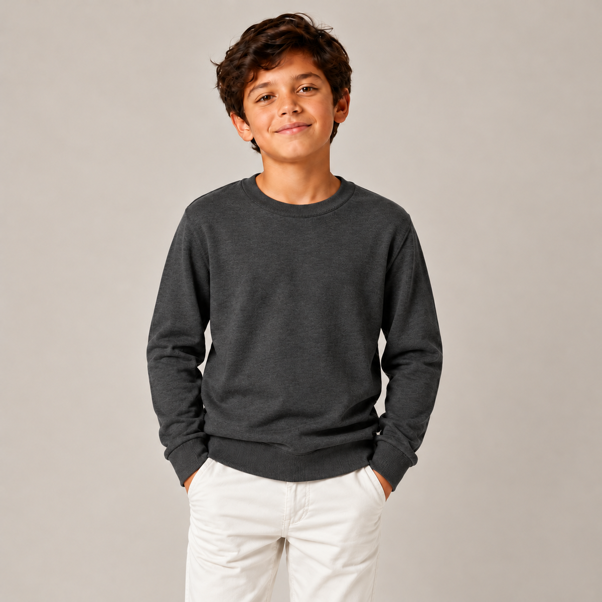 Boys Classic Pullover Crewneck Sweater in Multicolor