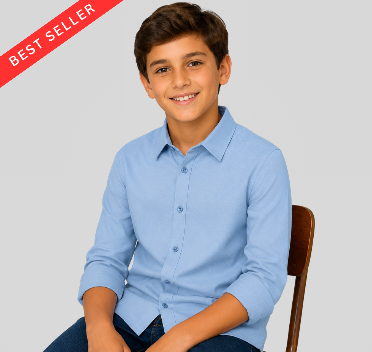 Boy's Premium 4-Way Stretch Long Sleeve Light Blue Color Shirt