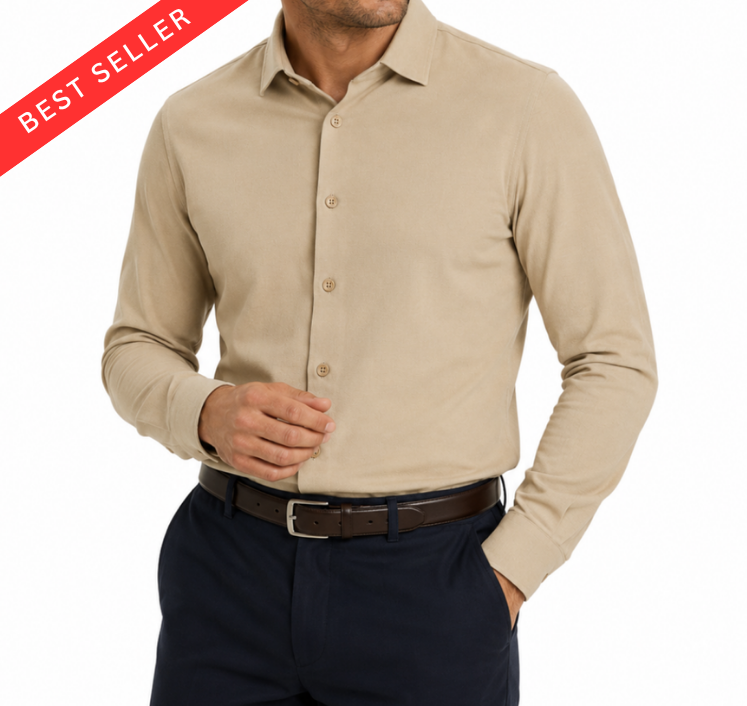 Men’s Premium Soft-Touch Tan-color Dress Shirt