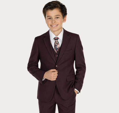 Boys 5-Piece Burgundy Formal Suit Set