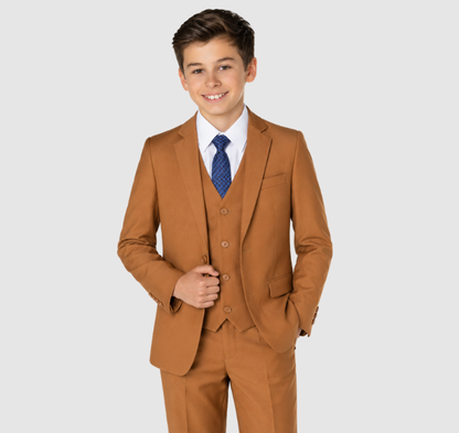 Boys 5-Piece Chestnut Brown Formal Suit Set