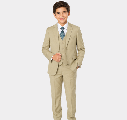 Boys 5-Piece Khaki Formal Suit Set