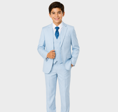 Boys 5-Piece Light Blue Formal Suit Set
