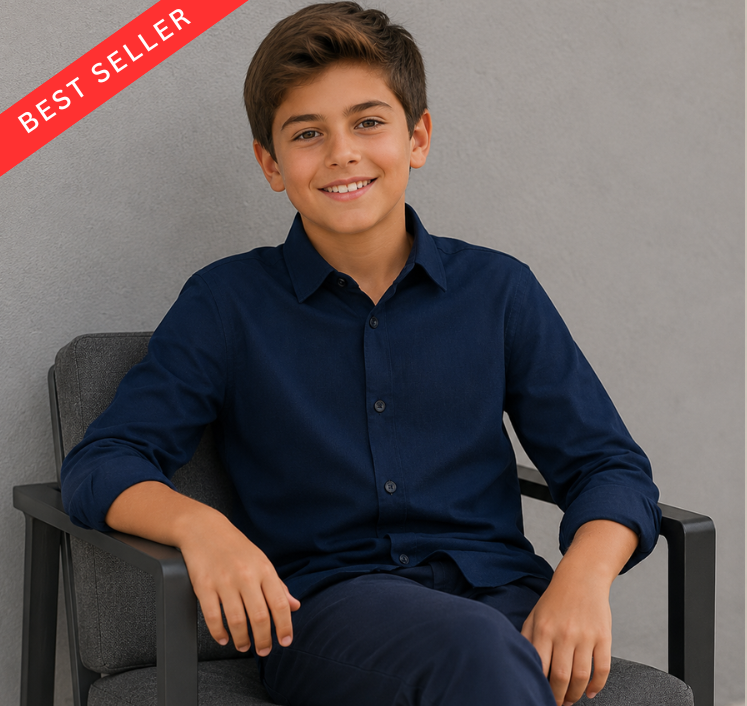 Boy's Premium 4-Way Stretch Long Sleeve Navy Color Shirt