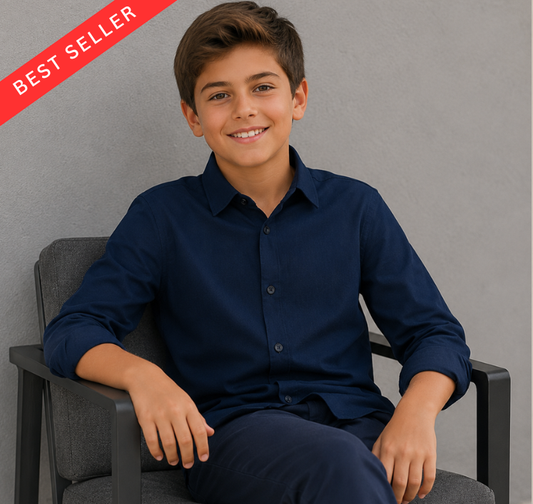 Boy's Premium 4-Way Stretch Long Sleeve Navy Color Shirt