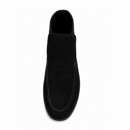 Boy's Black Suede Slip-On Loafers – Modern Casual Dress Shoes