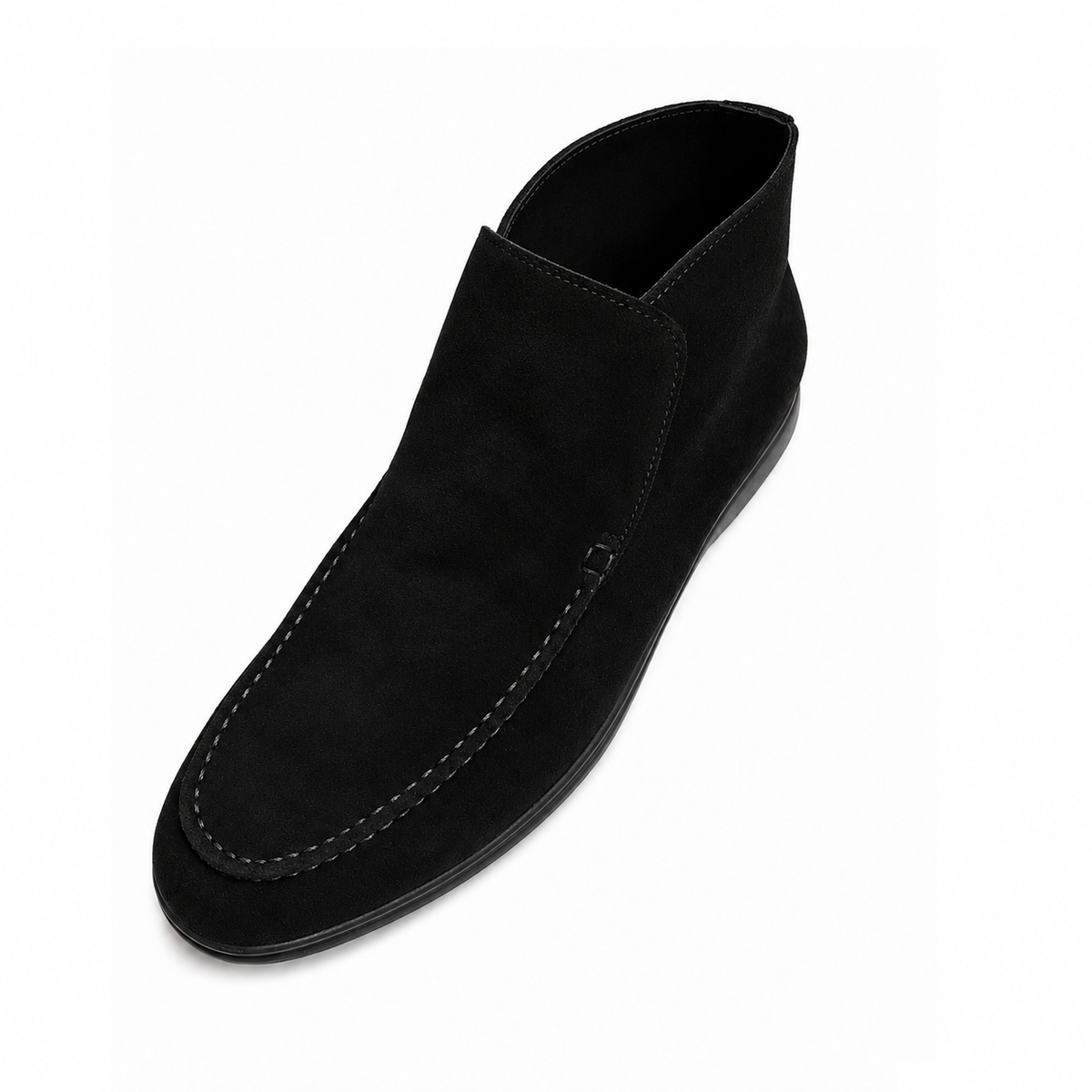 Boy's Black Suede Slip-On Loafers – Modern Casual Dress Shoes