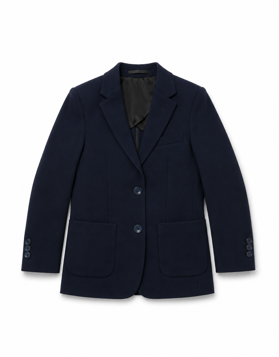 Navy blazer on a white background