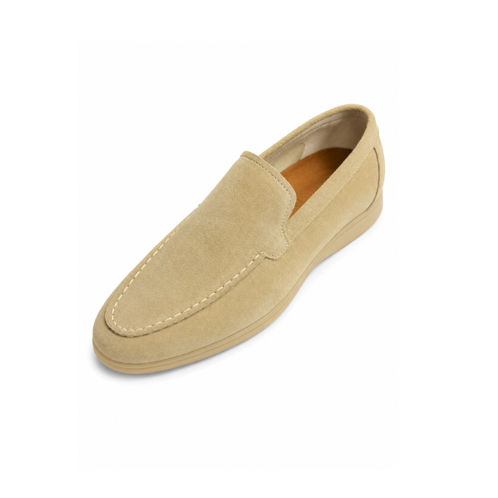Beige loafer shoe on a white background
