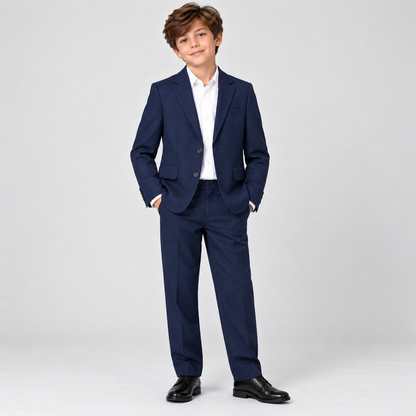 Boy's  Classic Navy Blue 2-Piece Suit Blazer & Dress Pants