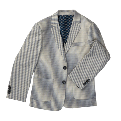 Gray checkered blazer on a white background