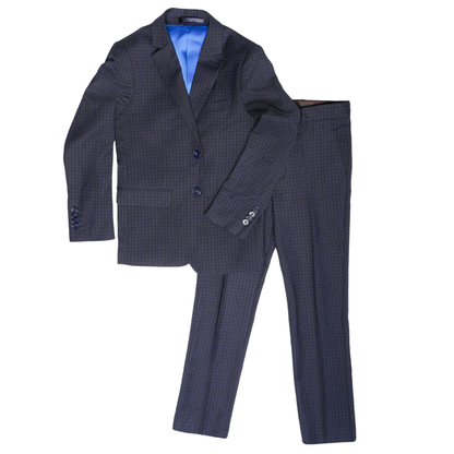 Blue checkered suit on a white background
