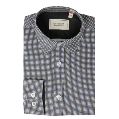 Folded checkered shirt with Cloud9 label on a white background