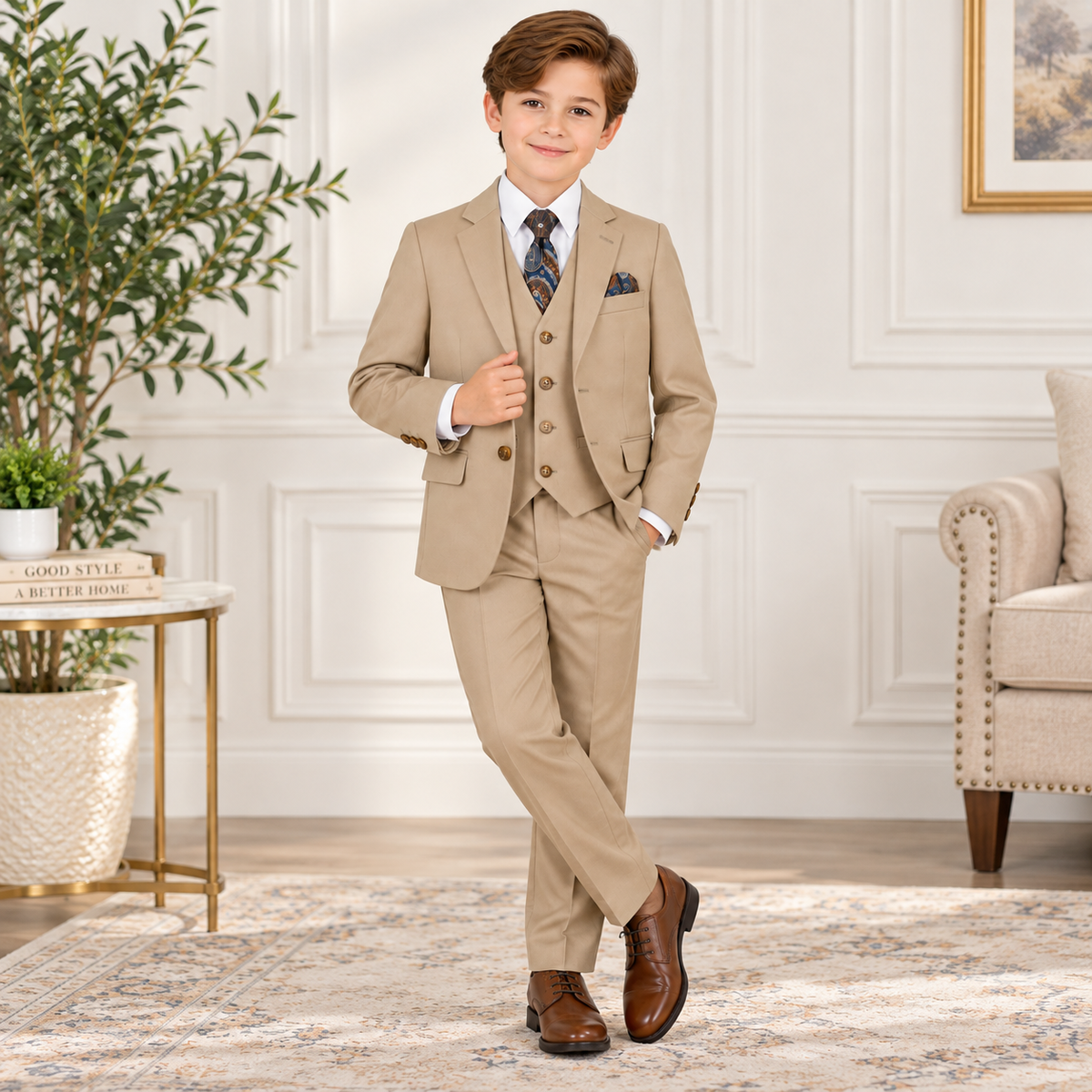 Boys’ 5-Piece Sand Formal Suit Set
