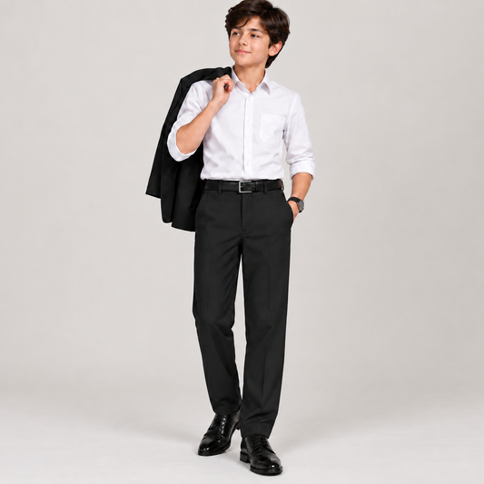 Boys’ Classic Black Formal Dress Pants