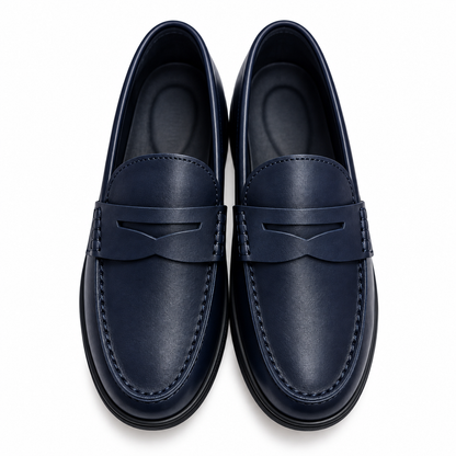 Boys Classic Navy Penny Loafers Slip-On Dress Shoes
