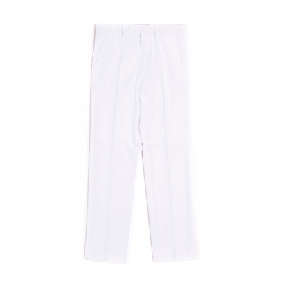 Boys Classic White Dress Pants – Formal Flat Front Trousers