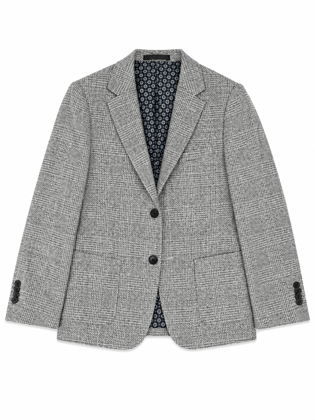 Boys’ Grey Woven Textured Check Blazer