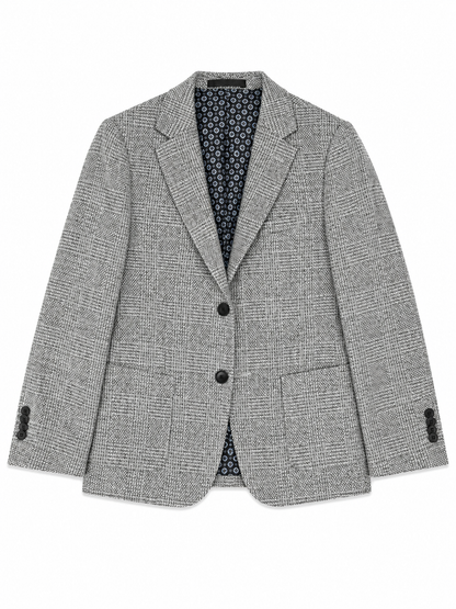 Boys’ Grey Woven Textured Check Blazer
