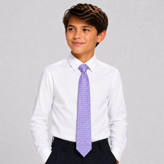 Boys Lavender Geometric Pattern Tie