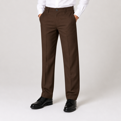 Men’s 4-Way Stretch Solid Knit Dress Pants – Brown