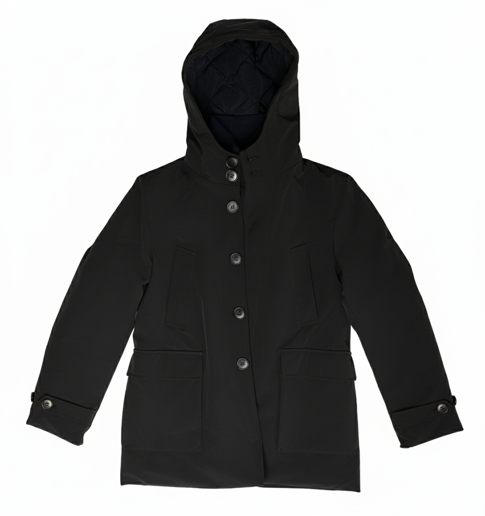 Boys’ Black Hooded Fall Coat – Warm Everyday Jacket