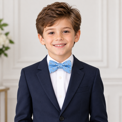 Sky Blue Geometric Pattern Pre-Tied Bow Tie