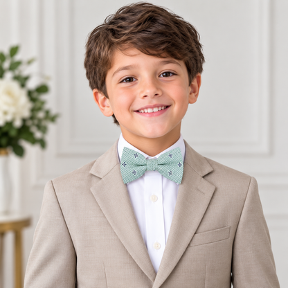 Mint Green Floral Pattern Pre-Tied Bow Tie