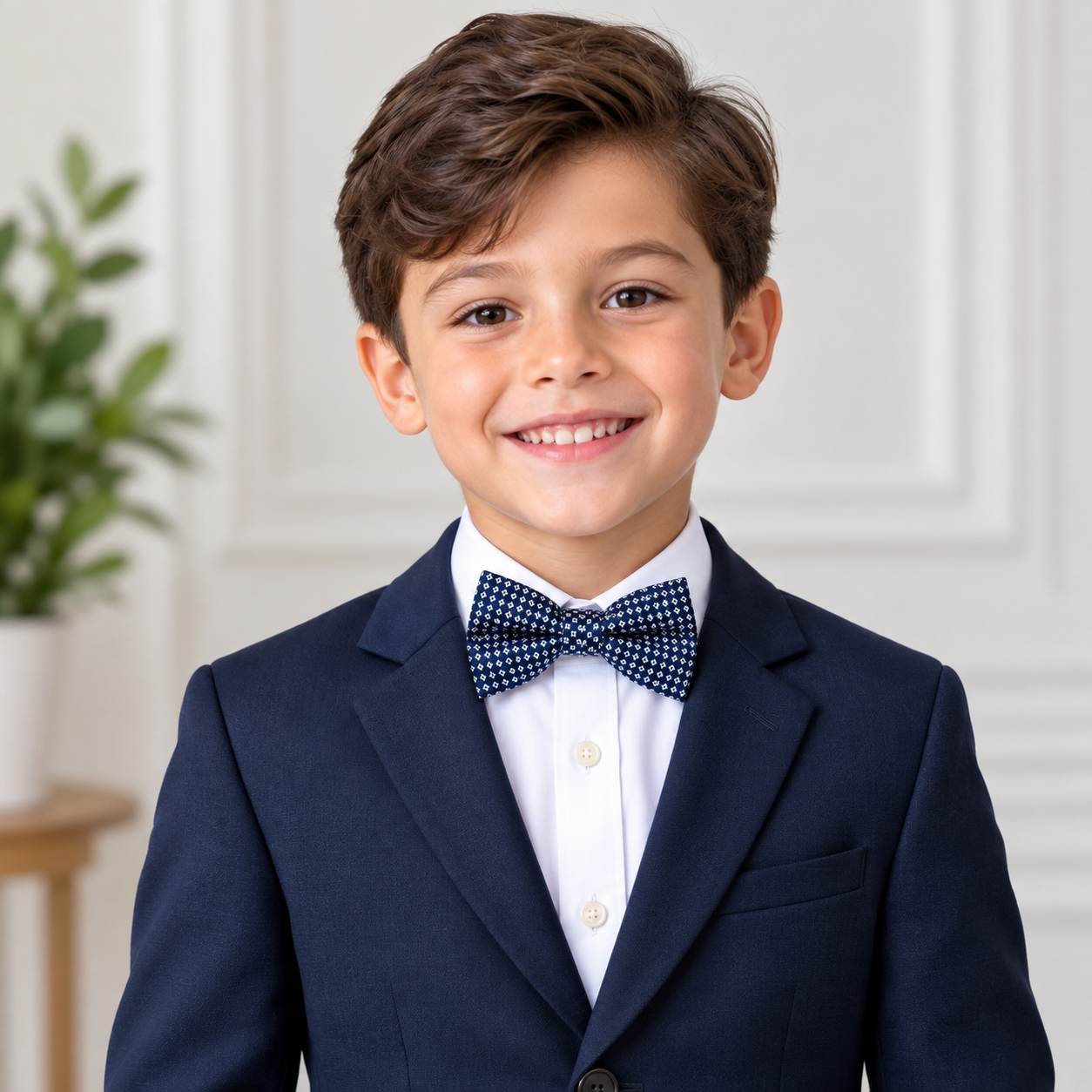 Navy Blue Micro Check Pattern Pre-Tied Bow Tie