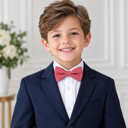 Red & White Micro Check Pre-Tied Bow Tie