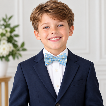 Light Blue Abstract Dash Pattern Pre-Tied Bow Tie