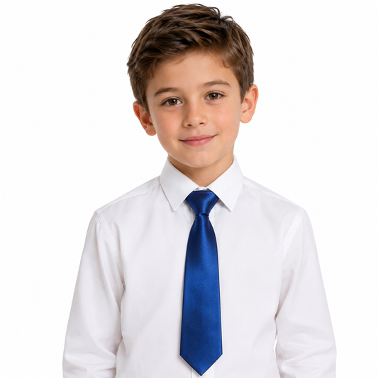 Boys' Solid Navy Satin Necktie