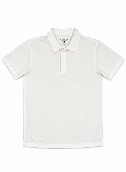 Men's Performance Textured Polo Shirt – White