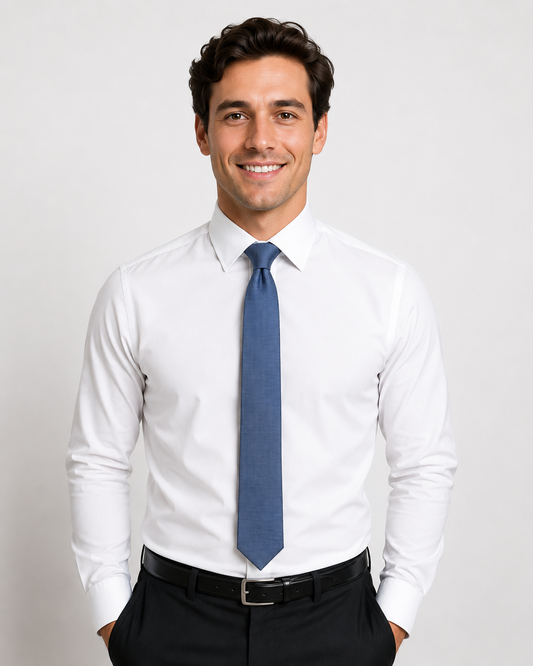 Men's Silk Textured  navy Color Tie