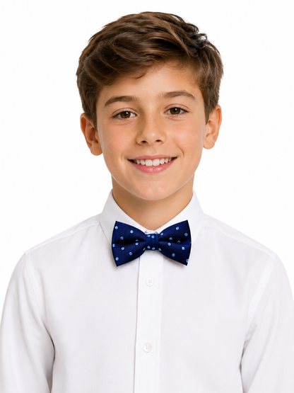 Boy's Silk Textured Navy Color Bowtie