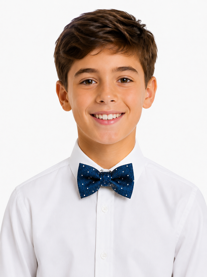 Boy's Silk Textured Navy Bowtie